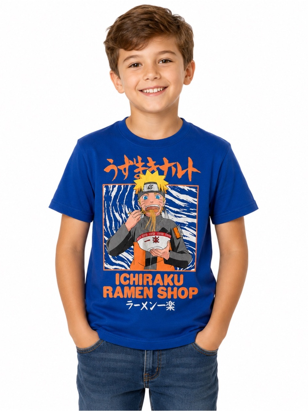Naruto Ichiraku Ramen Graphic Tee Size Large ~ anime ~ Blue & Orange